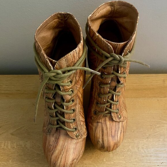 JEFFREY CAMPBELL ROXIE WOODGRAIN PLATFORM 6 - Picture 2 of 7